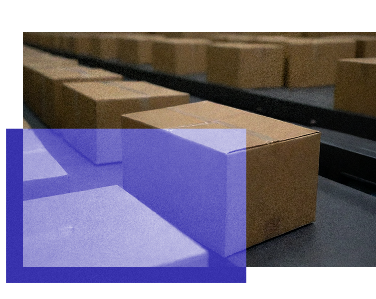 Products on the warehouse belt